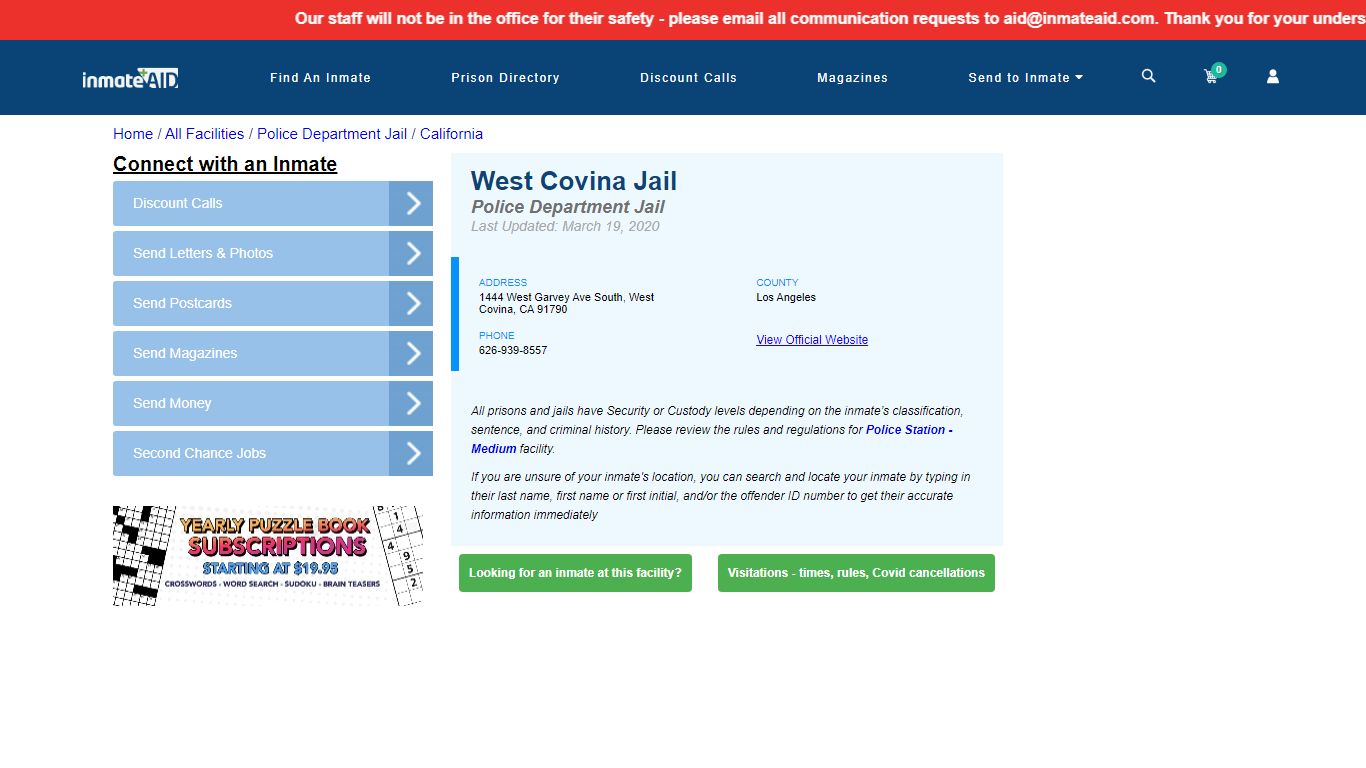 West Covina Jail & Inmate Search - West Covina, CA