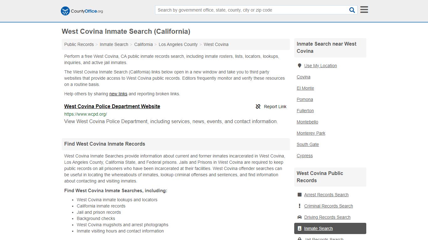 Inmate Search - West Covina, CA (Inmate Rosters & Locators) - County Office