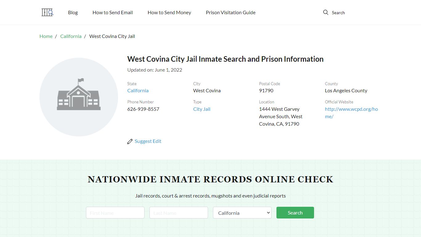 West Covina City Jail Inmate Search and Prison Information